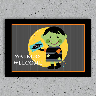 Smiling Zombie Candy Halloween Doormat
