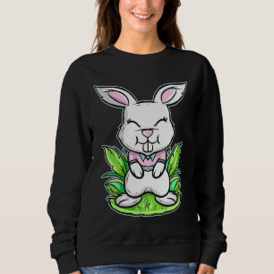 Smilling Easter Bunny With Hare Teeth On Easter Sweatshirt