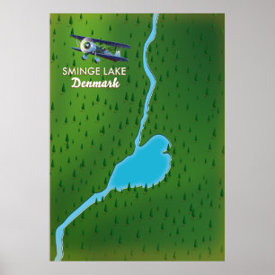 Sminge Lake Denmark travel map Poster