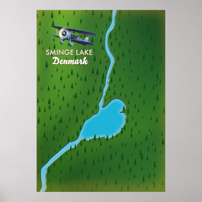 Sminge Lake Denmark travel map Poster (Front)