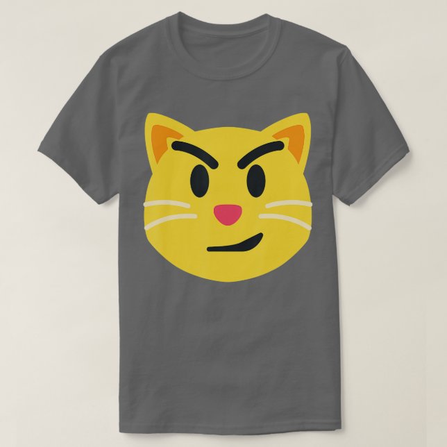 Smirking Cat Emoticon Face with Wry Smile Cat  T-Shirt (Design Front)
