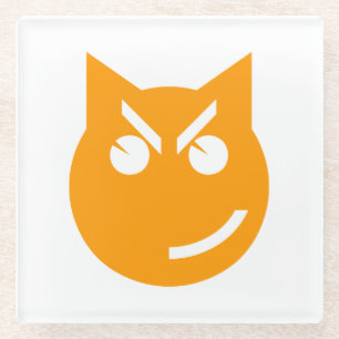 Smirking Emoji Cat Glass Coaster
