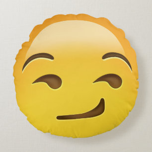 Smirking Face Emoji Round Cushion