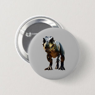 Smirking Scary T-Rex Dinosaur, 6 Cm Round Badge