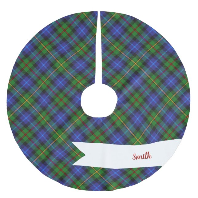 Smith Clan Scottish Tartan Plaid Pattern Brushed Polyester Tree Skirt (Front)