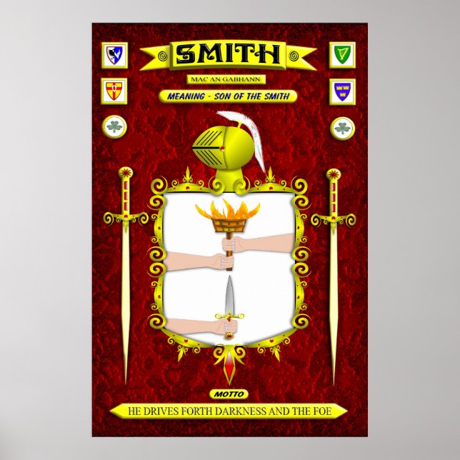 SMITH FAMILY COAT OF ARMS CREST AND SHIELD POSTER (Front)