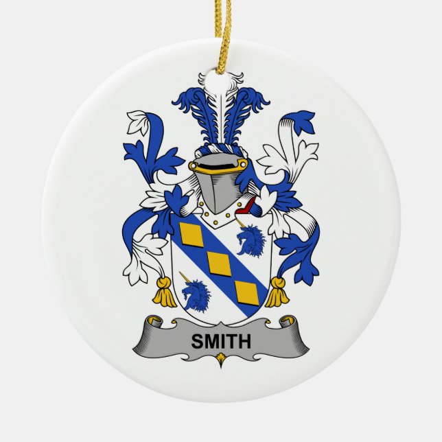 Smith Family Crest Ceramic Tree Decoration (Front)