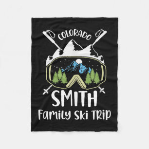 Smith Family Ski Trip Skiing Googles Vacation Matc Fleece Blanket