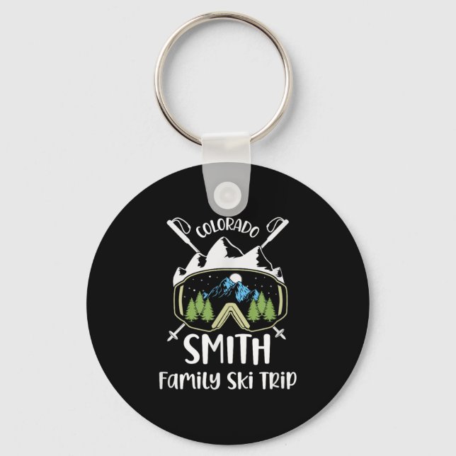 Smith Family Ski Trip Skiing Googles Vacation Matc Key Ring (Front)
