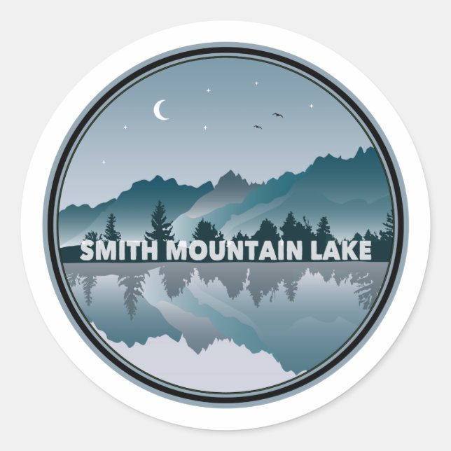 Smith Mountain Lake Virginia Reflection Classic Round Sticker (Front)