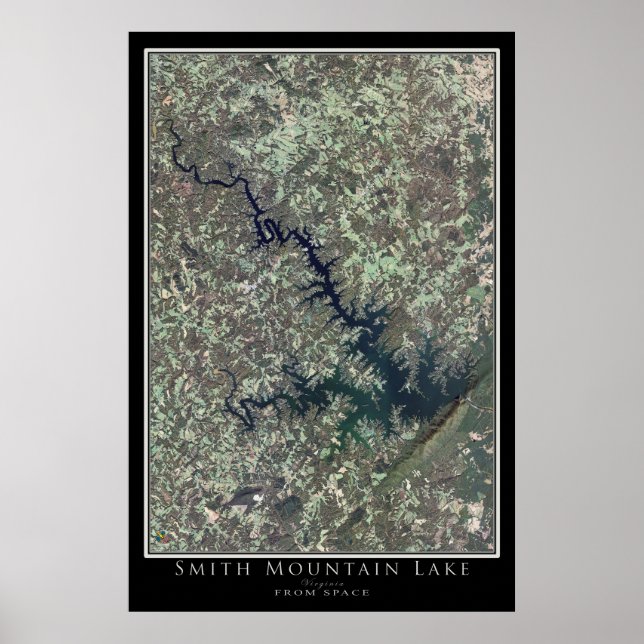 Smith Mountain Lake Virginia Satellite Poster Map (Front)