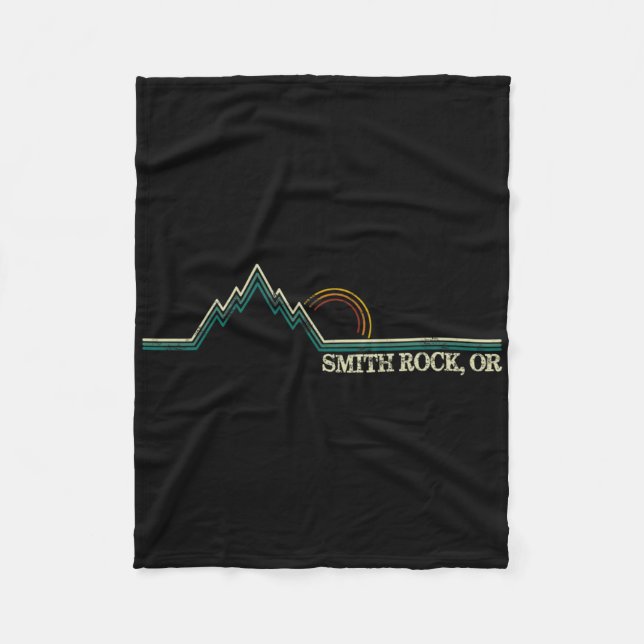 Smith Rock Oregon Retro Mountain Climbing Summer  Fleece Blanket (Front)