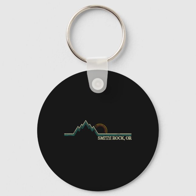 Smith Rock Oregon Retro Mountain Climbing Summer  Key Ring (Front)