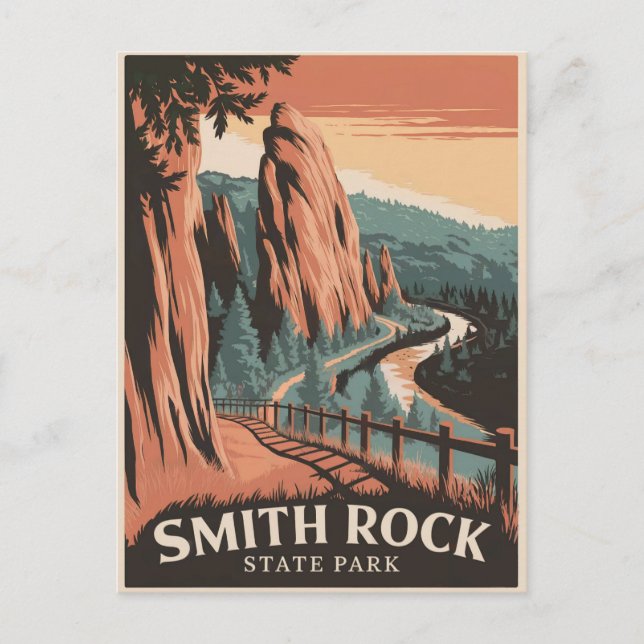 Smith Rock State Park Vintage Postcard (Front)