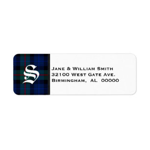 Smith Tartan Plaid Monogram Address Labels