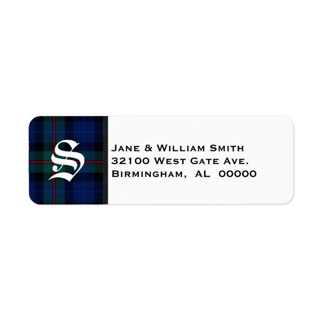Smith Tartan Plaid Monogram Address Labels (Front)
