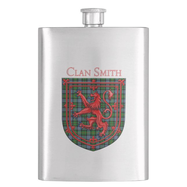 Smith Tartan Scottish Plaid Lion Rampant Hip Flask (Front)