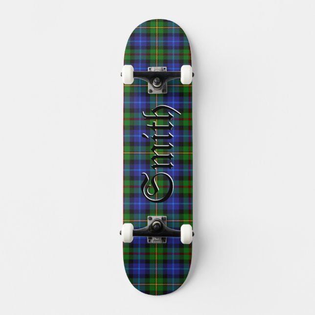 Smith Tartan Scottish Plaid Pattern Skateboard (Front)