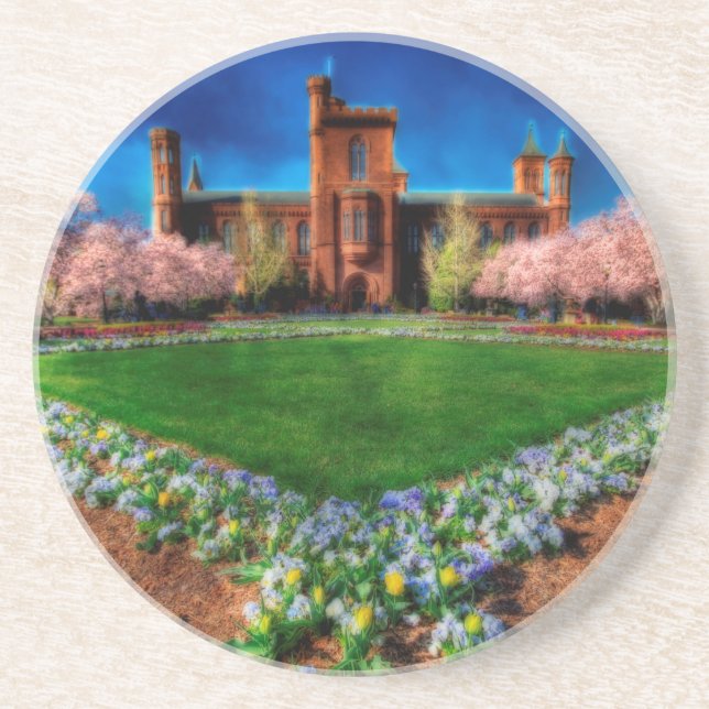 Smithsonian Castle Garden Cherry Blossoms Coaster (Front)