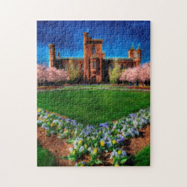 Smithsonian Castle Garden Cherry Blossoms Jigsaw Puzzle (Vertical)