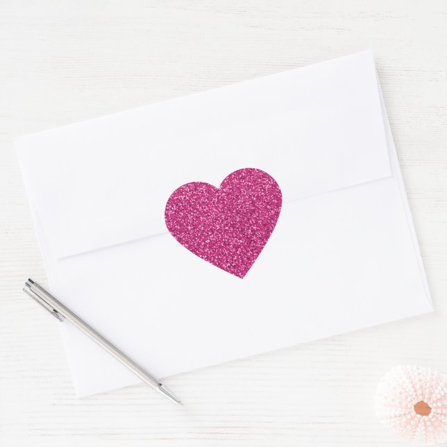 Smitten Pink Glitter Heart Sticker (Envelope)