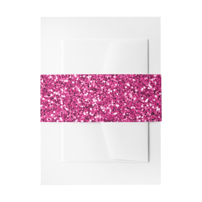 Smitten Pink Glitter Invitation Belly Band (Front Example)