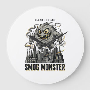 Smog Monster Shirt Vintage Engraving Eco Warning A Large Clock