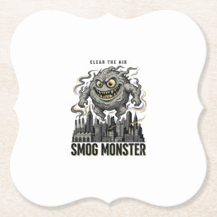 Smog Monster Shirt Vintage Engraving Eco Warning A Paper Coaster
