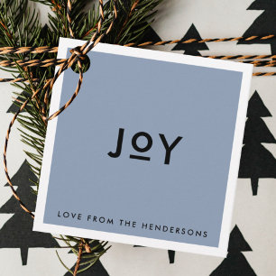 Smoke Blue Joy   Minimalist Modern Christmas Favour Tags