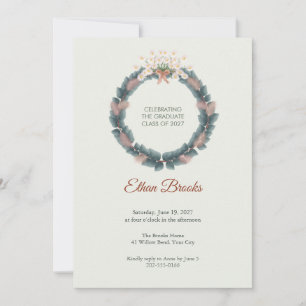Smoke Bush Crowned Wreath Graduation Invitation