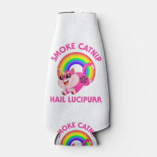 Smoke Catnip Hail Lucipurr, Funny Satan Cat Unicor Bottle Cooler