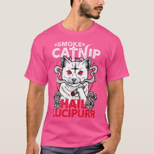 Smoke Catnip Hail Lucipurr L Satanic Occult Cat T-Shirt