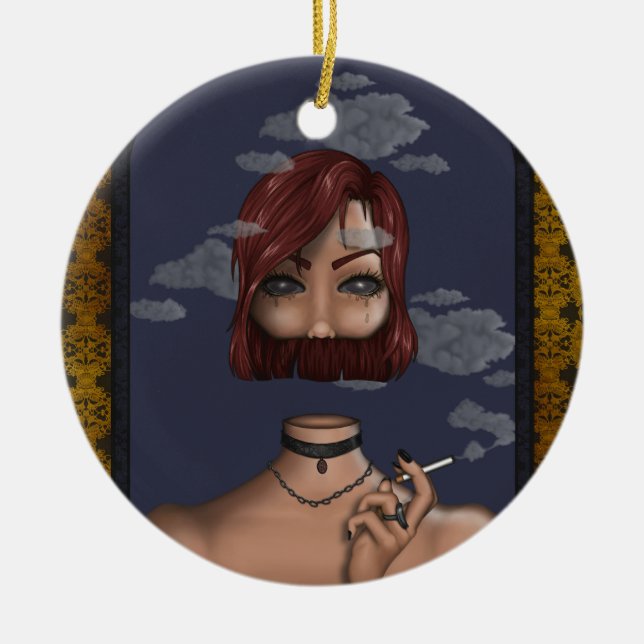 Smoke Ceramic Tree Decoration (Front)