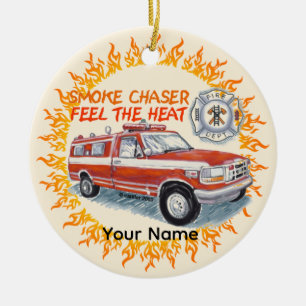 Smoke Chaser Firefighter Ceramic Tree Decoration