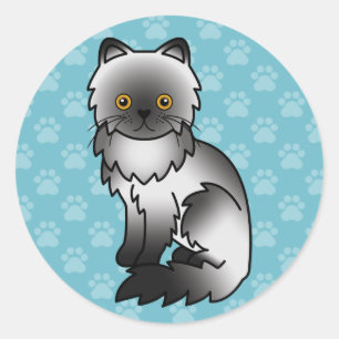 Smoke Coat Colour Persian Breed Cat Illustration Classic Round Sticker
