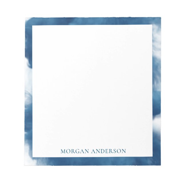 smoke effect blue trendy monogram notepad (Front)