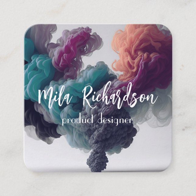 smoke effect modern square business card (Front)