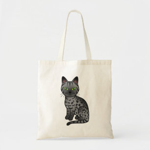 Smoke Egyptian Mau Cartoon Illustration Tote Bag