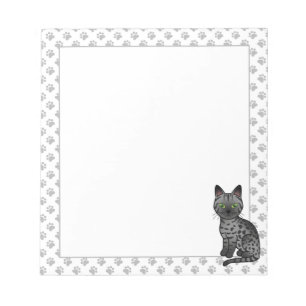 Smoke Egyptian Mau Cute Cartoon Cat Illustration Notepad