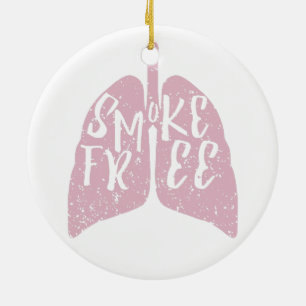 Smoke Free Lungs Ceramic Tree Decoration