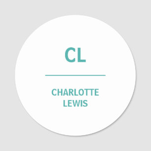 Smoke Green Minimal Modern Initial Identity Name Tag