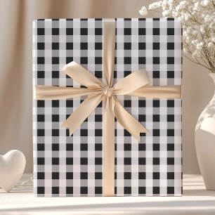 Smoke Grey Gingham Pattern Wrapping Paper
