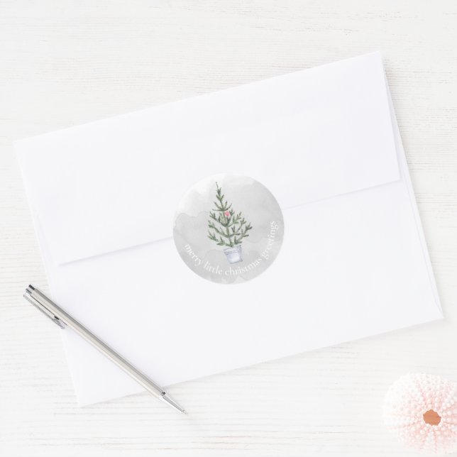 Smoke Grey Watercolor Christmas Envelope Seal (Envelope)