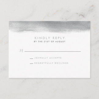 Smoke Grey Watercolor Dip Wedding RSVP Card