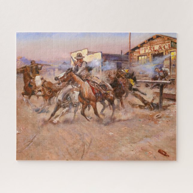 Smoke of a. 45 by Charles Marion Russell Jigsaw Puzzle (Horizontal)