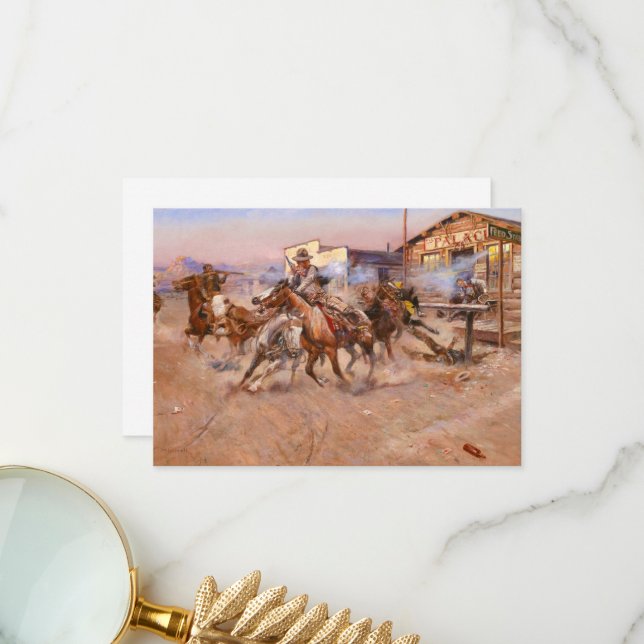 Smoke of a. 45 by Charles Marion Russell Thank You Card (Front/Back In Situ)