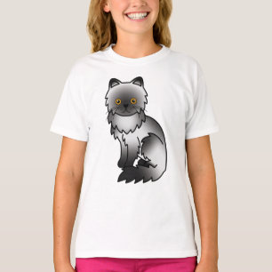 Smoke Persian Cute Cartoon Cat Illustration T-Shirt