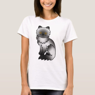 Smoke Persian Cute Cartoon Cat Illustration T-Shirt