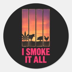 Smoke Pot Smoker Meat Eater Humour Bbq Design Classic Round Sticker