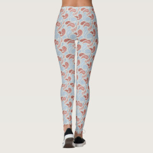 Smoke-Red-Blue Paisley Pattern Leggings